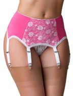 Pink & White 6 Strap Suspender Belt